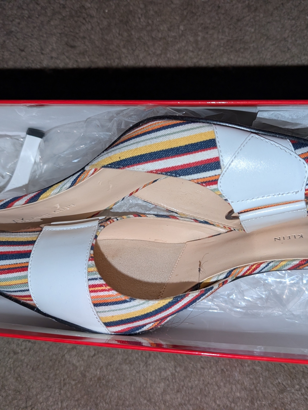 Vintage Anne Klein Women’s Striped Multicolor Pointed Toe Heels (Size 8.5)